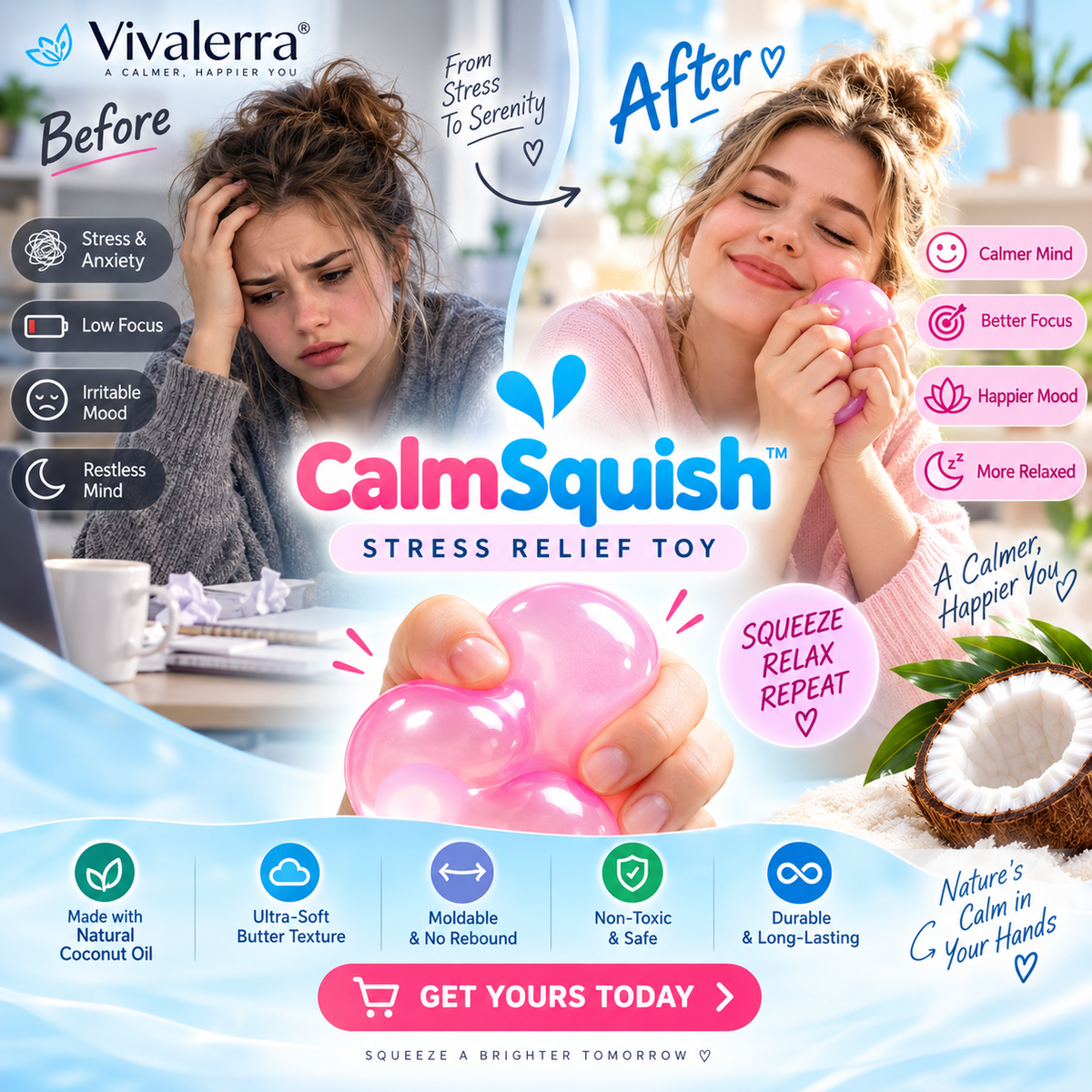 Vivalerra® CalmSquish™ Stress Relief Ball